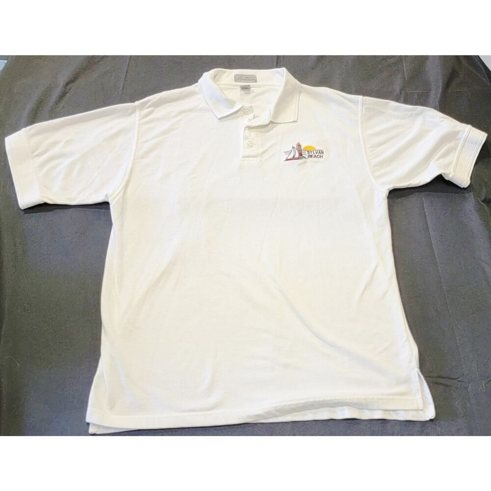 Sylvan Beach Head To Toe Polo Shirt Mens Embroidered Pullover White XXL